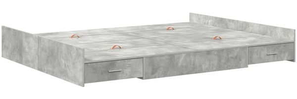 vidaXL Aufbewahrungsbettgestell Beton Grau 135 x 190 cm Holzwerkstoff 3335320 Bild 4
