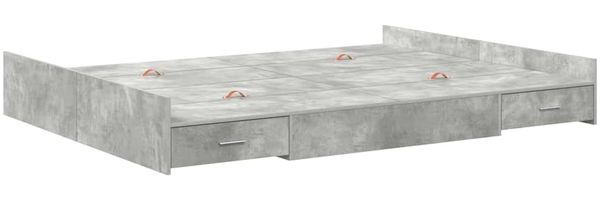 vidaXL Aufbewahrungsbettgestell Beton Grau 135 x 190 cm Holzwerkstoff 3335320 Bild 7