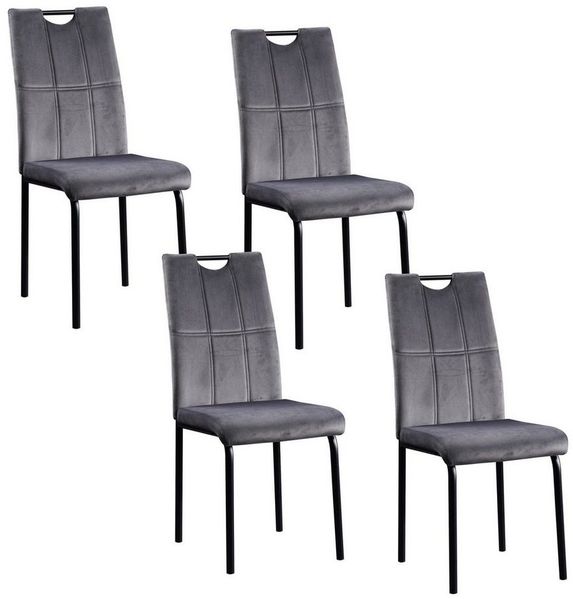 HTI-Living Polsterstuhl Esszimmerstuhl Denton Samt Grau 4er-Set (Set, 4 St), Polsterstuhl Velvet