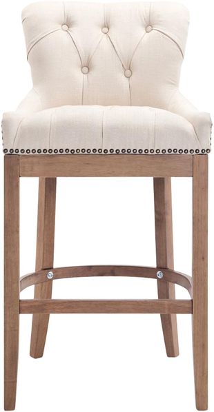 Barhocker KAGAD - Stoff Creme 55x57x109 cm Braun | Barstuhl Mit Lehne Tresenhocker Tresenstuhl Kneipenhocker Kneipenstuhl Bild 7