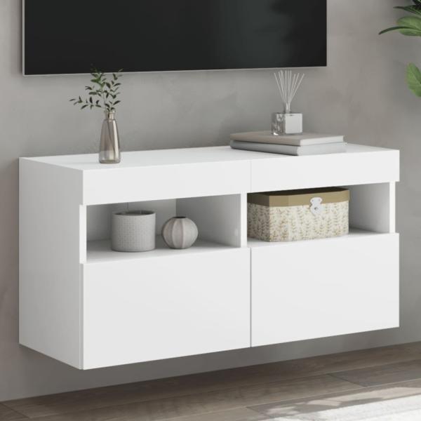 vidaXL TV-Wandschrank mit LED-Leuchten Weiß 80x30x40 cm 837197