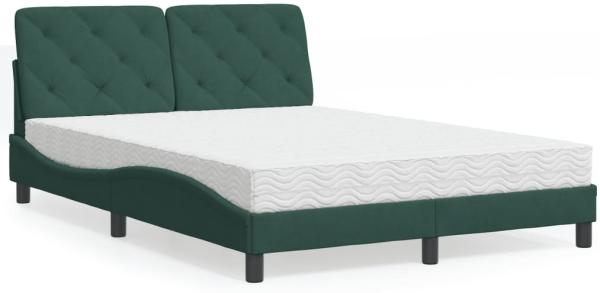 vidaXL Bett mit Matratze Dunkelgrün 140x200 cm Samt 3208661