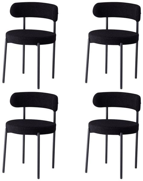 GrandCA HOME Esszimmerstuhl 4er Set Esszimmerstuhl, Moderner Gepolsterter Küchenstuhl (4 St), aus Teddyfellbezug – Schwarz