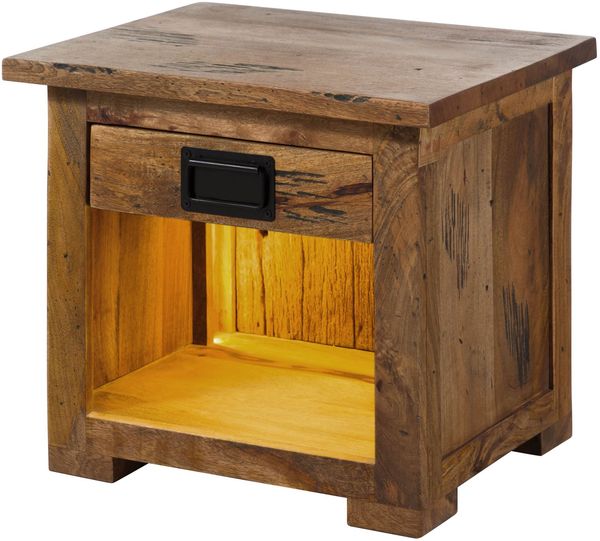 Nachttisch Mango / Altholz 50x40x45 natur lackiert RAILWAY LUX #160