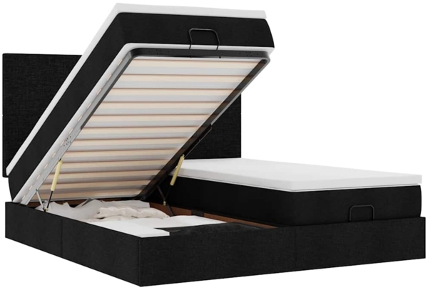 vidaXL Ottoman-Bett mit Matratzen & LEDs Schwarz 160x200 cm Stoff 3314515
