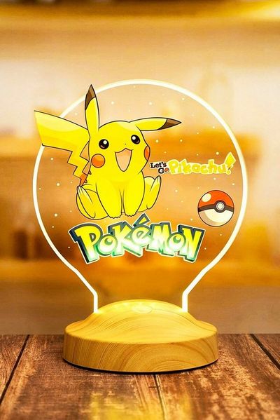 Geschenkelampe LED Nachttischlampe Pikachu 3D Nachtlicht Pokemon Fans Babyzimmer Deko, Leuchte 7 Farben fest integriert, Geschenk für Jungen, Mädchen, Geburtstagsgeschenk