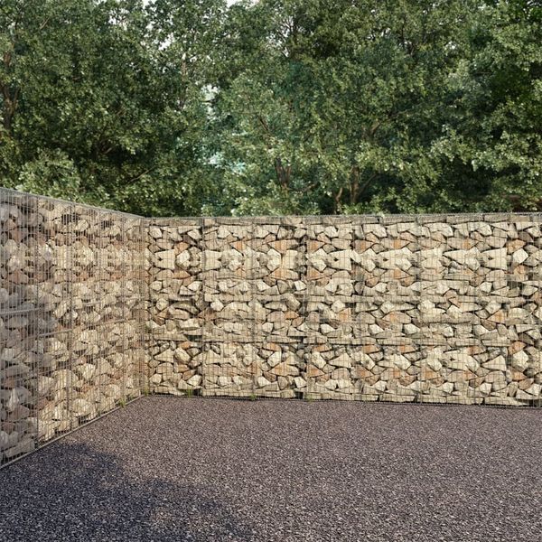 vidaXL Gabionenwand mit Abdeckung Verzinkter Stahl 900×50×200 cm 144916