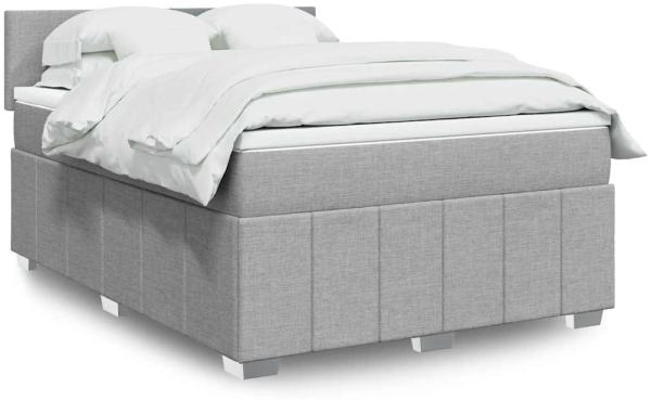 vidaXL Boxspringbett mit Matratze Hellgrau 140x200 cm Stoff 3289384