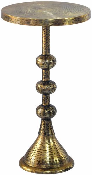 Beistelltisch Aluminium Gold 30cm Runder Anstelltisch Metall - Dekotisch Alu orientalisch - Wohnzimmertisch klein - Design Couchtisch Sofatisch Wohnzimmer Orient Handmade