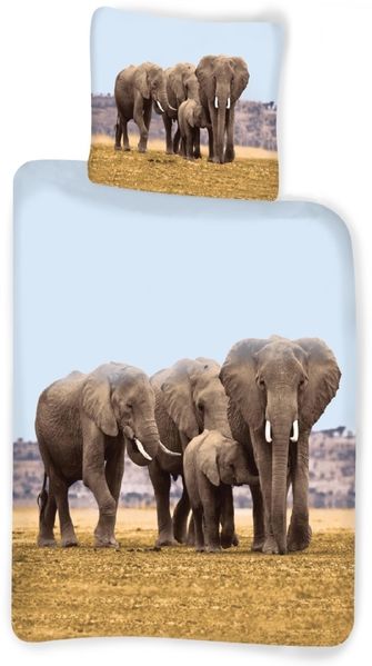 Elefant-Bettwäsche 140 x 200 100 % Baumwolle