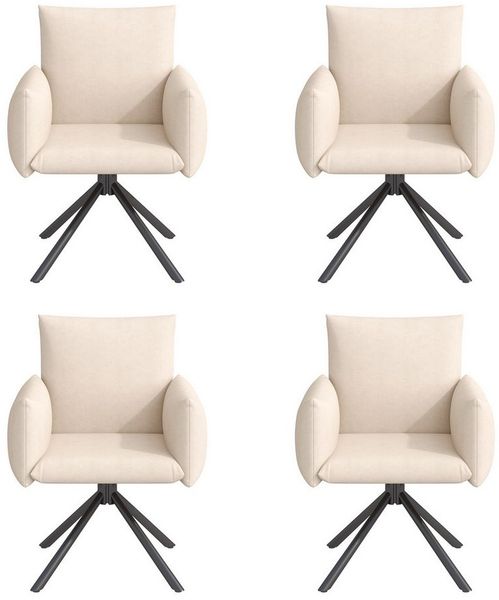 Celya Esszimmerstuhl Esszimmerstühle Set, Gepolsterter Sessel mit 4 Metallbeinen (4 Esszimmerstühle Set), 360° Lässiger Drehstuhl, Wohnzimmer Schlafzimmerstuhl