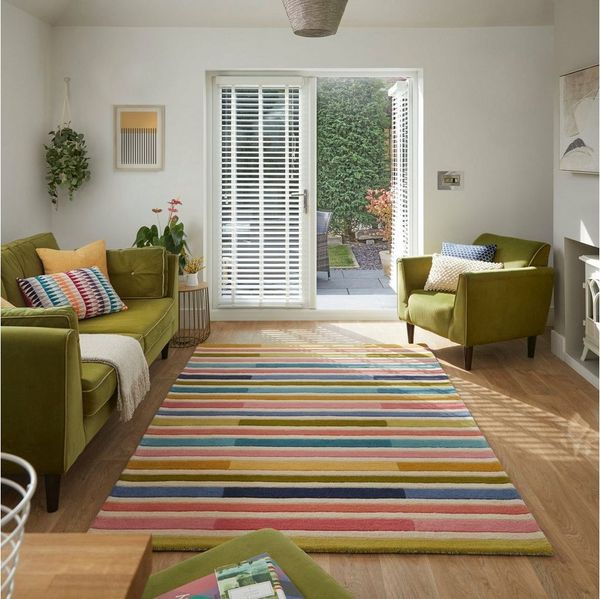 FLAIR RUGS Wollteppich Piano, rechteckig, Höhe: 10 mm, gestreift, rechteckig
