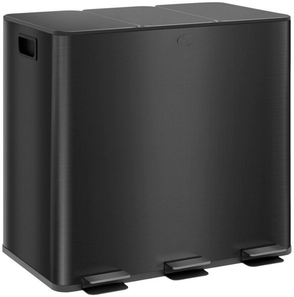 HOMCOM Mülleimer 3x15L mit Deckel Fußpedal, für Wohnzimmer, Büro, Edelstahl, 61,9 x 36,6 x 43,2 cm