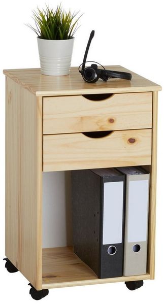 IDIMEX Rollcontainer KANO, Rollcontainer Bürocontainer 2 Schubladen 1 Ablage Kiefer Büroschrank