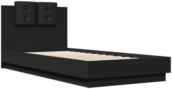 vidaXL Bettgestell mit Kopfteil Schwarz 100x200 cm Holzwerkstoff 3209934 Bild 3
