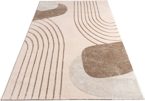 Paco Home Teppich Tuana 218, rechteckig, Höhe: 15 mm, Kurzflor, Beige 3, 120x160 cm, Regenbogen