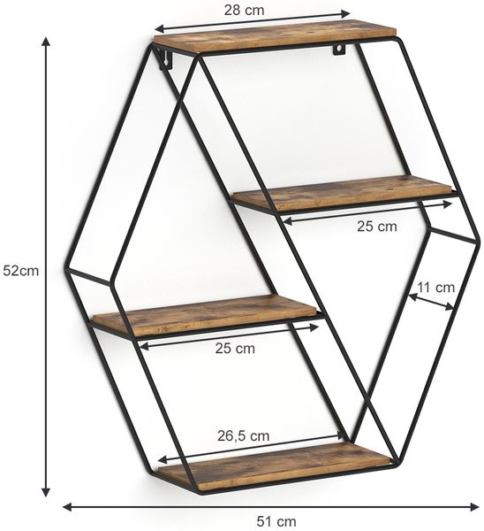 Wandregal Fyrk Antikholz 51 x 52 cm Eckform Vicco Bild 3