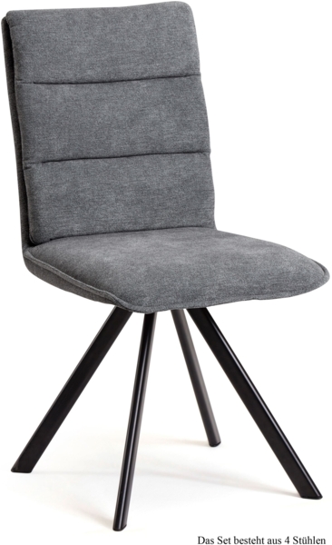 Esszimmerstuhl drehbar (4er-Set) Devan 47x92x60 Schwarz/Grau