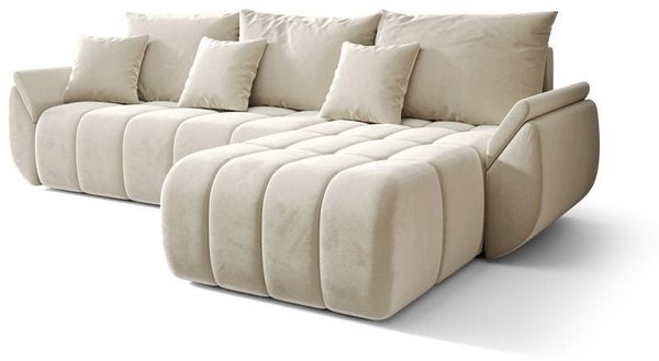 Luxusbetten24 Schlafsofa Designer Sofa Lenoa L in Samt, mit Stauraum und Schlaffunktion