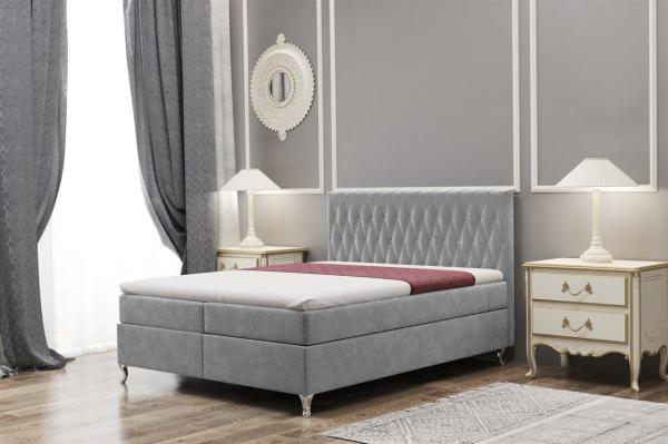 Boxspringbett Schlafzimmerbett ESME 200x220cm in Stoff Monolith Grau