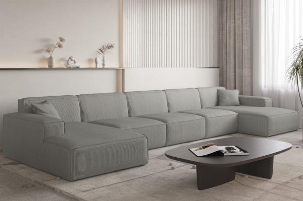 Wohnlandschaft Sofa U-Form CELES PREMIUM XL in Stoff Scala Grau