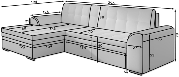 ELTAP 'Sorento', Ecksofa, Eckcouch, Braun / Braun, 78 x 194 x 296 cm, Rechts Bild 9