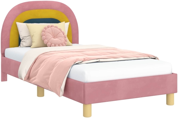 vidaXL Kinderbettgestell mit Kopfteil Rosa 80x160 cm Samt 42011007
