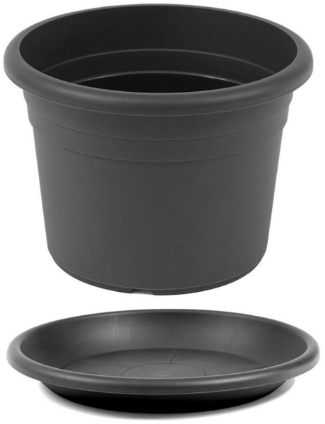 HAC24 Blumentopf Pflanztopf Pflanzkübel Pflanzuntersetzer Blumenkübel Pflanzcontainer (1 St), Kunststoff Anthrazit Rund Ø 60 cm incl. Untersetzer Bild 1
