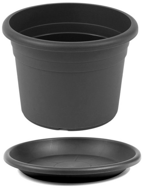 HAC24 Blumentopf Pflanztopf Pflanzkübel Pflanzuntersetzer Blumenkübel Pflanzcontainer (1 St), Kunststoff Anthrazit Rund Ø 60 cm incl. Untersetzer Bild 3