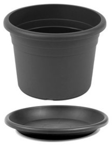 HAC24 Blumentopf Pflanztopf Pflanzkübel Pflanzuntersetzer Blumenkübel Pflanzcontainer (1 St), Kunststoff Anthrazit Rund Ø 60 cm incl. Untersetzer Bild 5