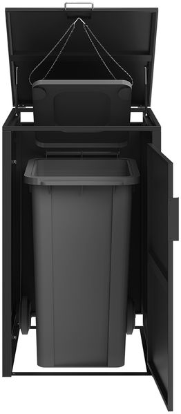 STEELSØN 'Thoria' Mülltonnenbox 1er je 240 Liter, graphitschwarz, Mülltonnenverkleidung aus Stahl, wetterfest, 116x80x69 cm, Müllbox für 1 Tonne Bild 9
