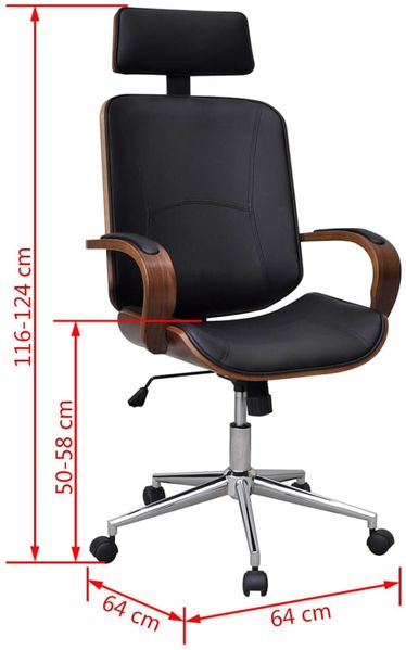 vidaXL Bürostuhl Drehbar mit Kopfstütze Bugholz Kunstleder 241686 Bild 5