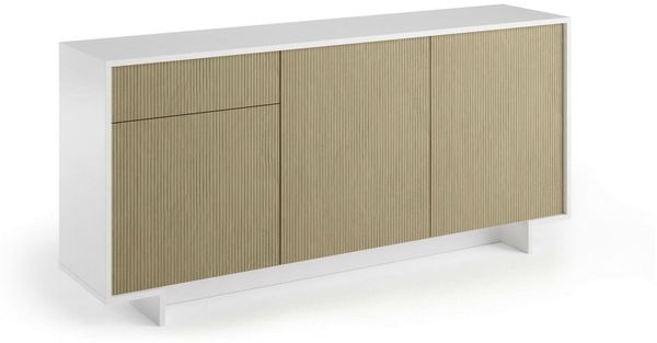 Dmora Sideboard Aronne, Wohnzimmer-Sideboard, Wohnzimmer-Buffet mit 3 Türen und 1 Schublade, 100 % Made in Italy, 170 x 42 x 78 cm, Weiß und Eiche