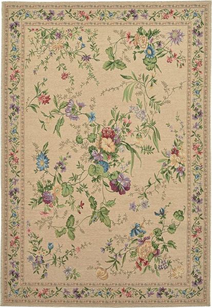 THEKO Teppich Flomi Sagrini, rechteckig, Höhe: 4 mm, Flachgewebe, Pastell-Farben, Blumen Design, mit Bordüre