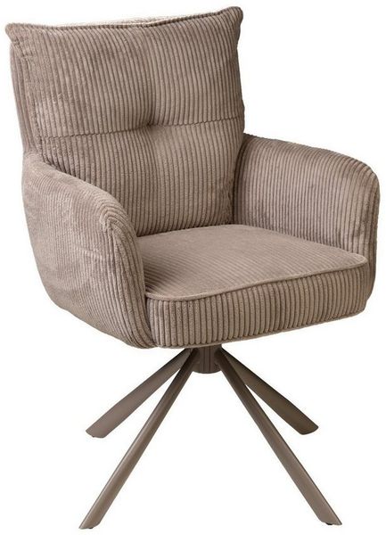 Home4You Polsterstuhl, Taupe, Cordoptik, Metallgestell, (1 St), 180 Grad Drehbar, Rückholfunktion, B 47 x H 51 x T 46 cm