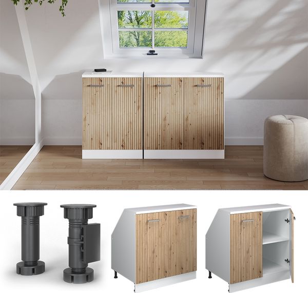 Dachschrägenschrank Rion Artisan-Eiche 80 x 81.6 cm mit 2 Türen, Schrankkorpus 60 cm Tiefe Vicco Bild 5
