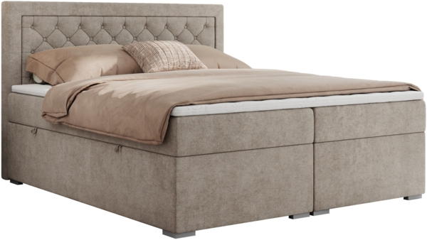 Boxspringbett, Modern Bett mit Multipocket-Matratze und zwei Bettkästen - JASIR - 160 x 200 cm - Beige Stoff - H3 Bild 3