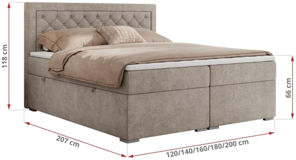 Boxspringbett, Modern Bett mit Multipocket-Matratze und zwei Bettkästen - JASIR - 160 x 200 cm - Beige Stoff - H3 Bild 5