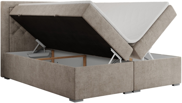 Boxspringbett, Modern Bett mit Multipocket-Matratze und zwei Bettkästen - JASIR - 160 x 200 cm - Beige Stoff - H3 Bild 4