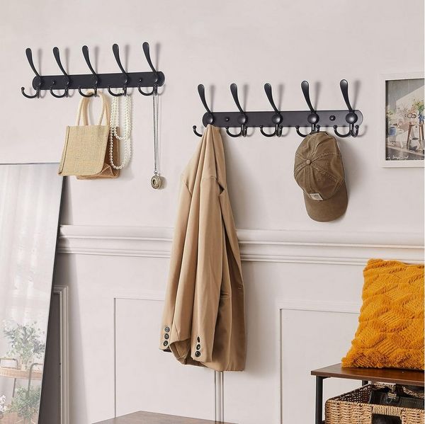 Refined Living Garderobenhaken Garderobenleiste Wand,Handtuchhaken,Hakenleiste,Türhaken,mit 15 Haken (Garderobenleiste Wandmontage, Kleiderhaken Wand, Garderobenhaken Edelstahl, Kleiderhakenleiste Schwarz Matt/Silber, Jackenhalter Wandmontage, Flur Gar...