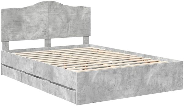vidaXL Bettrahmen mit Kopfteil Betongrau 160 x 200 cm Ingenieurs Holz 3413397 Bild 4