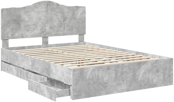 vidaXL Bettrahmen mit Kopfteil Betongrau 160 x 200 cm Ingenieurs Holz 3413397 Bild 5