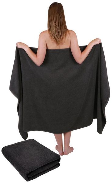 Betz Badetücher 2 Stück Badetuch groß XXL Saunatücher Strandtuch Dresden 100x200 cm, 100% Baumwolle (Set, 2-St), Farbe dunkelgrau