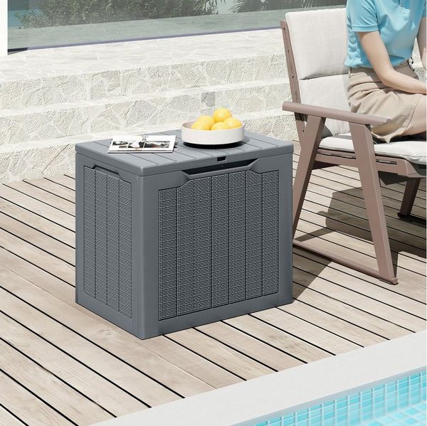 KOMFOTTEU Auflagenbox, Gartenbox mit abschließbarem Deckel & Rattanoptik