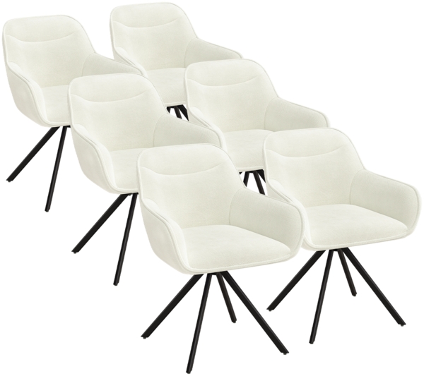 skølm 'Thokk' Esszimmerstühle, 6er Set, beige, gepolsterter Leinenbezug, höhenverstellbar & drehbar, Polsterstühle mit Armlehnen, bis 150 kg belastbar