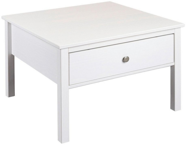 Inter Link Couchtisch CHILLY HOME, Weiß, Kiefernholz massiv, 1 Schublade, B 70 x H 47 x T 70 cm
