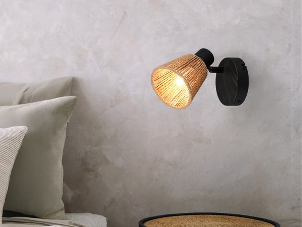 LED Wandstrahler mit Lampenschirm aus Papiergarn, Breite 10cm