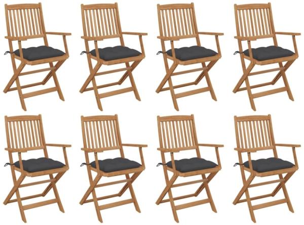 vidaXL Klappbare Gartenstühle mit Kissen 8 Stk. Massivholz Akazie 3075100