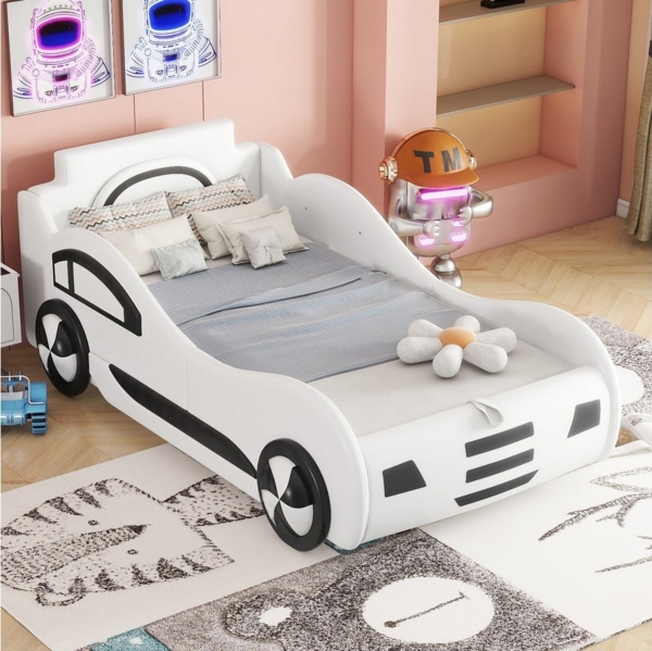 Flieks Autobett, Hydraulisches Kinderbett Spielbett mit Stauraum 90×200cm Kunstleder Bild 2