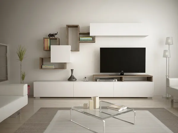 Vente-unique - TALOLI TV unit Holz, Platte BeigeWeiß - B 36,8 cm x H 46,8 cm x L 210 cm
